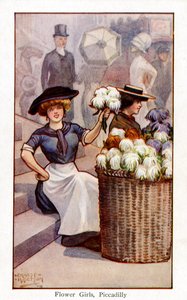 Bloemenverkopers aan het werk, Piccadilly, Londen