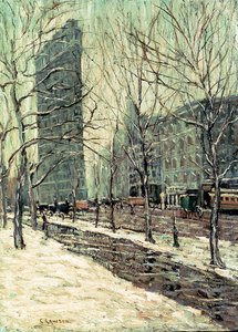 Het Flatiron Building, New York, ca. 1903-05 door Ernest Lawson