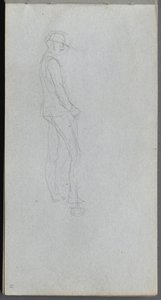 Schetsboek, pagina 11: Figuur in profiel door Ernest Meissonier