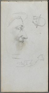 Schetsboek, pagina 14: Figuren door Ernest Meissonier