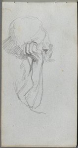 Schetsboek, pagina 16: Melancholische figuur door Ernest Meissonier