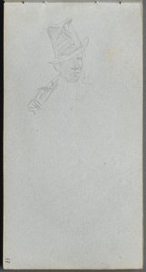Schetsboek, pagina 17: Buste van een man met hoge hoed door Ernest Meissonier