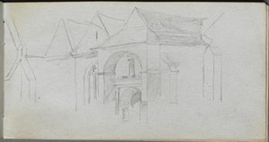 Schetsboek, pagina 22: Architecturale Studie door Jean Louis Ernest Meissonier