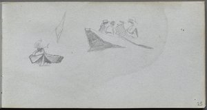 Schetsboek, pagina 25: Studies van figuren in boten