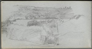 Schetsboek, pagina 29: Landschapsstudie door Jean Louis Ernest Meissonier