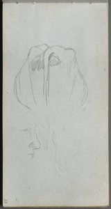 Schetsboek, pagina 33: Studie van een Koe van Achteren en Profielstudie door Jean Louis Ernest Meissonier