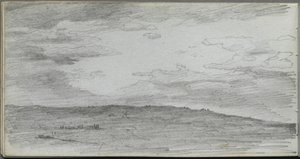 Schetsboek, pagina 34: Landschapsstudie door Ernest Meissonier
