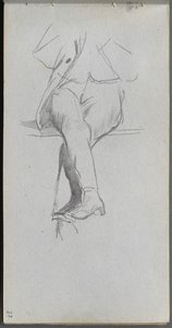 Schetsboek, pagina 37: Figurenstudie, gekruiste benen