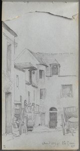 Schetsboek, pagina 39: Straatscène