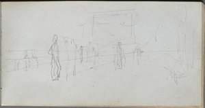 Schetsboek, pagina 40: Perspectiefstudie door Jean Louis Ernest Meissonier