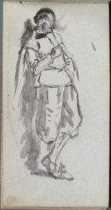 Schetsboek, pagina 46: Staande mannelijke figuur door Jean Louis Ernest Meissonier