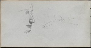 Schetsboek, pagina 80: Studie van gezichten door Ernest Meissonier