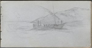 Schetsboek, pagina 88: Zeegezicht en Figuur door Jean Louis Ernest Meissonier