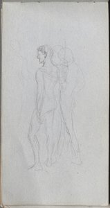 Schetsboek, pagina 92: Twee naakten door Ernest Meissonier