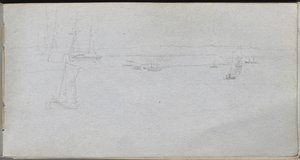 Schetsboek, pagina 94: Zeelandschap door Jean Louis Ernest Meissonier