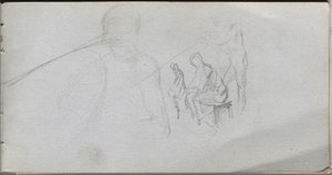 Schetsboek, pagina 98: Studie van figuren door Ernest Meissonier