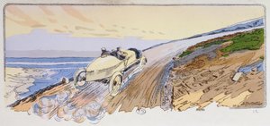 Henri Rougier in zijn Lorraine-Dietrich tijdens de Mount Ventoux rally in 1904, ca. 1910