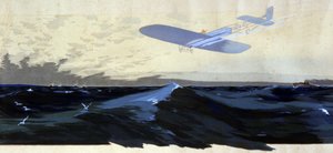 Louis Bleriot: Eerste luchtoversteek van het Kanaal, c.1920 (illustratie)