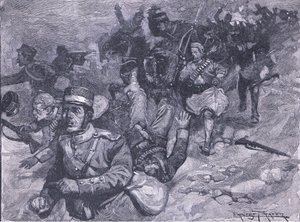 Vlucht van de Grieken bij Larissa, illustratie uit Cassells Geschiedenis van Engeland, 1900s door Ernest Prater