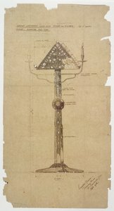 Ontwerp voor Lessenaars in Ebbenhout ingelegd met Bot & Zilver voor St. Andrews Kerk, Roker 1906 door Ernest William Gimson