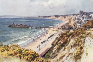 Bournemouth Pier en zand vanaf Eastcliff door Ernest William Haslehust