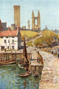 Kathedraalruïnes, St. Andrews, vanaf de haven door Ernest William Haslehust