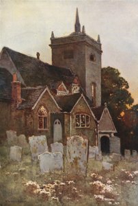 Minstead Kerk (kleur litho)