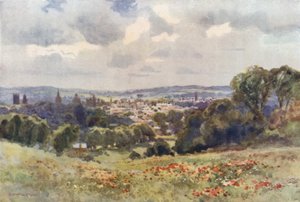 Oxford vanaf Headington Hill (kleur litho)