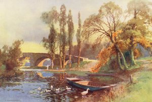 Rivier de Theems: Chertsey Bridge door Ernest William Haslehust