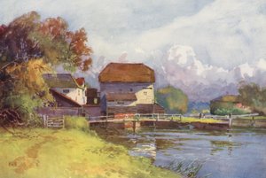Rivier de Theems: Shiplake Mill (kleur litho)