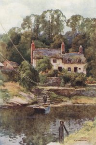 De Veerboot, Overton-on-Dee (kleur litho)