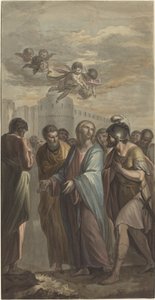 Christus met apostelen en een Romeinse soldaat door Ernest Zacharias Platner