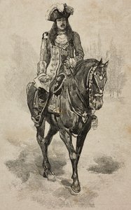 Graaf van Turijn Vittorio Emanuele van Savoye in kostuum van Vittorio Amedeo II van Savoye bij Villa Borghese Toernooi ter gelegenheid van zilveren huwelijk van Umberto I en Margherita van Savoye, Rome, Italië