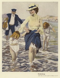 Familie aan zee door Ernst (after) Heilemann