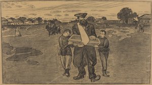 Begrafenis van een kind in Rusland door Ernst Barlach