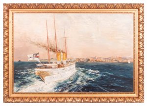 Keizerlijk jacht SMS Hohenzollern voor de kust van Noorwegen