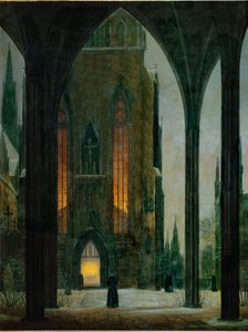 Kathedraal in de winter ... (olieverf op doek)