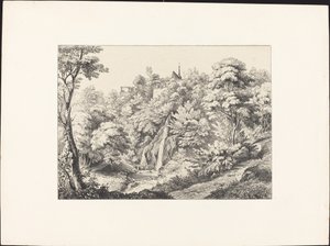 Achteraanzicht van het Klooster met Waterval door Ernst Fries