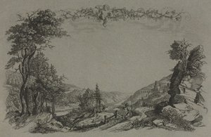 Zes uitzichten van het kasteel van Heidelberg: Omslag, jachtscène door Ernst Fries