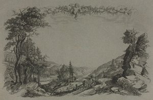 Zes uitzichten van het kasteel van Heidelberg: Omslag, jachtscène, 1820 door Ernst Fries