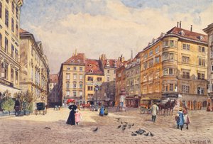 Het Jodenplein in Wenen door Ernst Graner