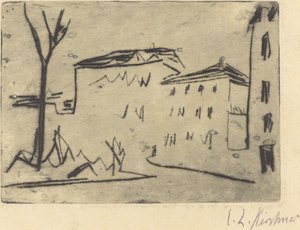 Straathoek in Dresden, 1909 door Ernst Ludwig Kirchner