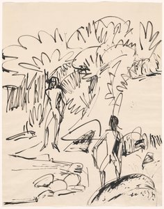 Twee baders bij Fehmarnkust, 1912 door Ernst Ludwig Kirchner