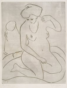 Naakt in bad met halsketting door Ernst Ludwig Kirchner