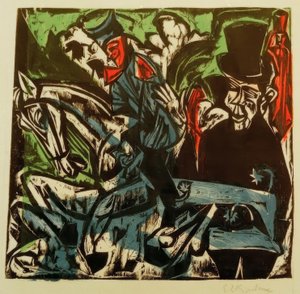 Ontmoeting van Schlemihl met de grijze man op straat door Ernst Ludwig Kirchner