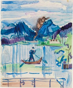 Bergmeer met roeier door Ernst Ludwig Kirchner