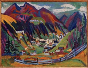 Uitzicht op Davos door Ernst Ludwig Kirchner