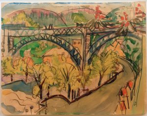 E.L. Kirchner, Spoorbrug / 1916 door Ernst Ludwig Kirchner