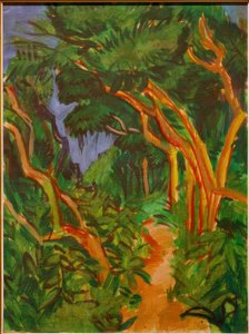 Fehmarnlandschap, bospad door Ernst Ludwig Kirchner
