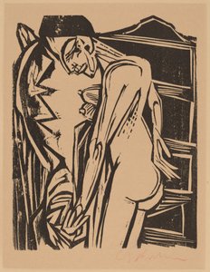Vrouwelijk Naakt Voor een Kast door Ernst Ludwig Kirchner